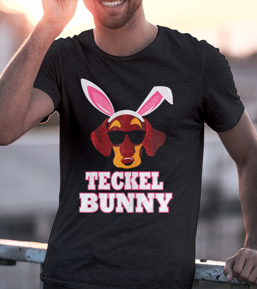Teckel Bunny Rabbit Dog With Cool Glasses T-Shirt