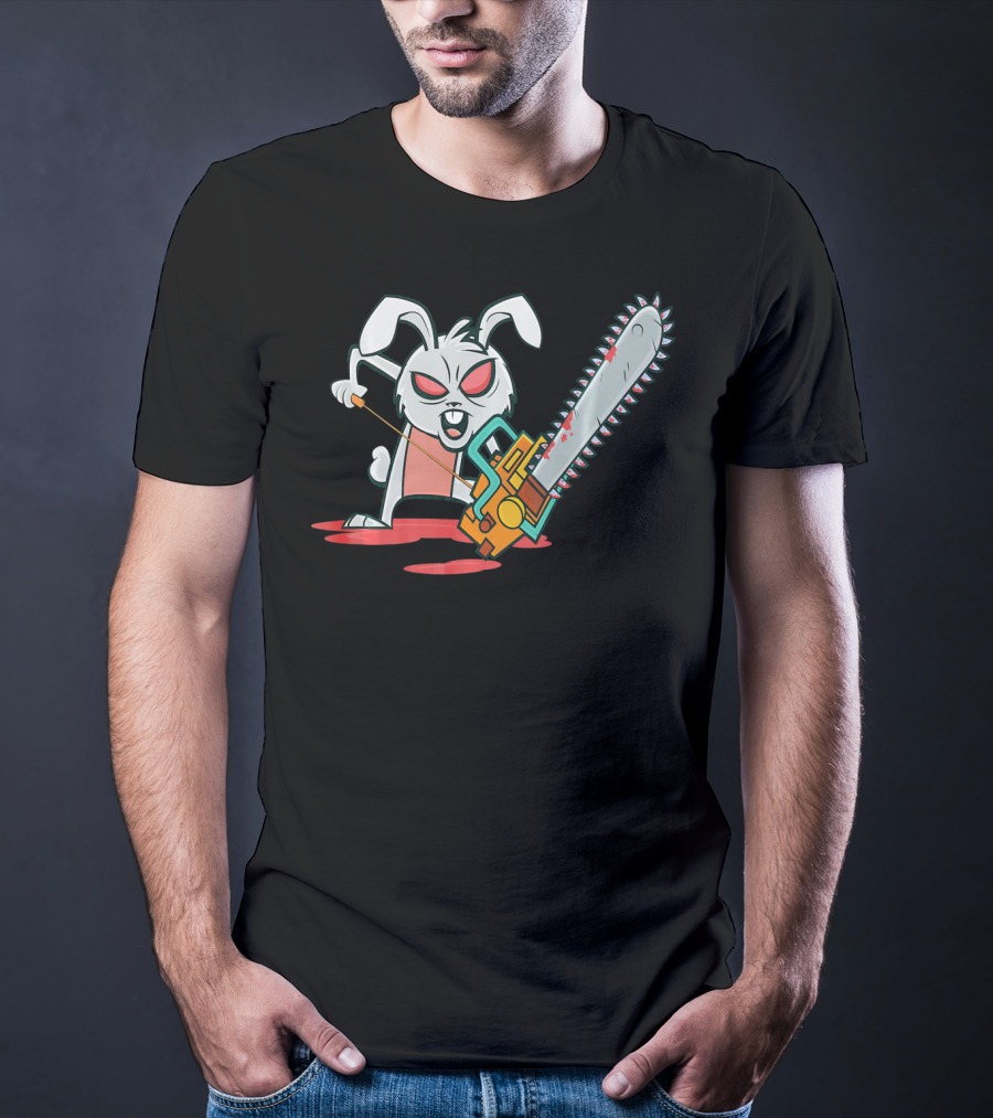 Crazy Easter Bunny With Chain Saw Super Blood T-Shirt