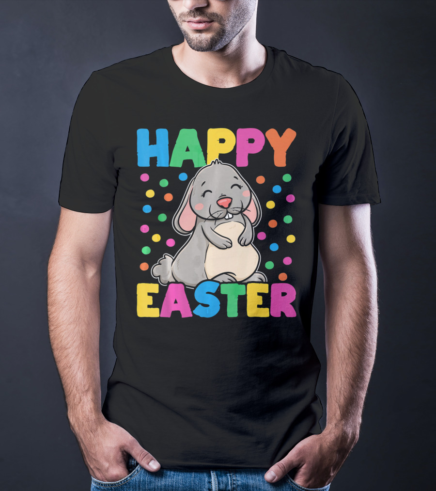 Happy Easter Bunny With Colorful Dots T-Shirt