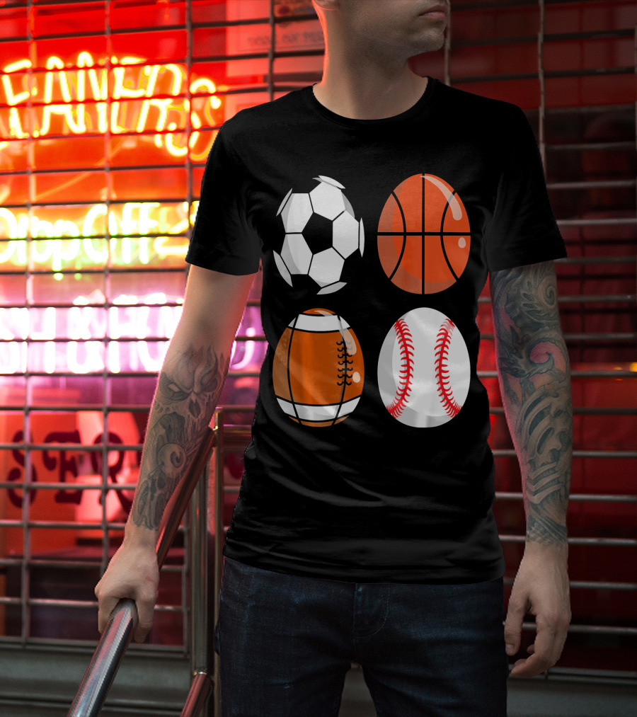 Easter Eggs Football Rugby Basketball Baseball Soccer T-Shirt