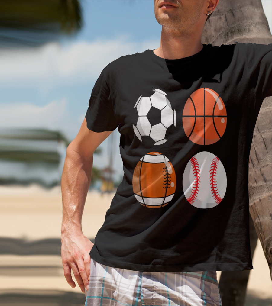 Easter Eggs Football Rugby Basketball Baseball Soccer T-Shirt