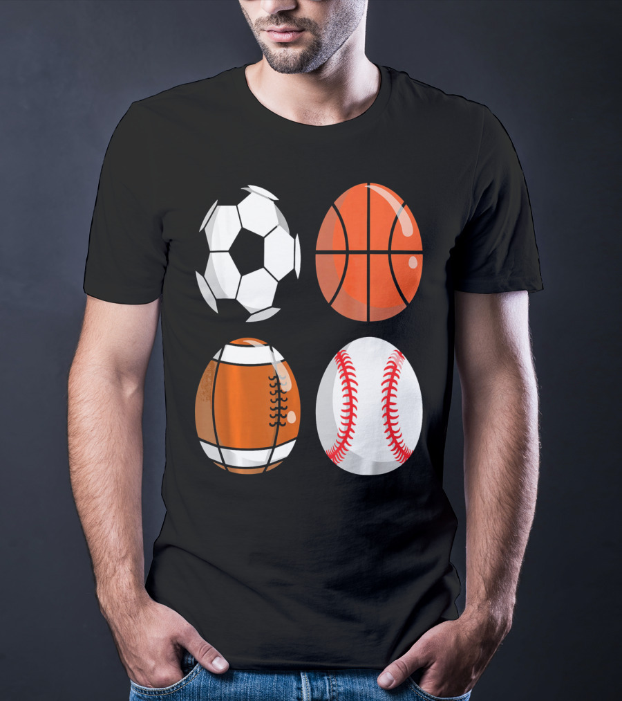 Easter Eggs Football Rugby Basketball Baseball Soccer T-Shirt