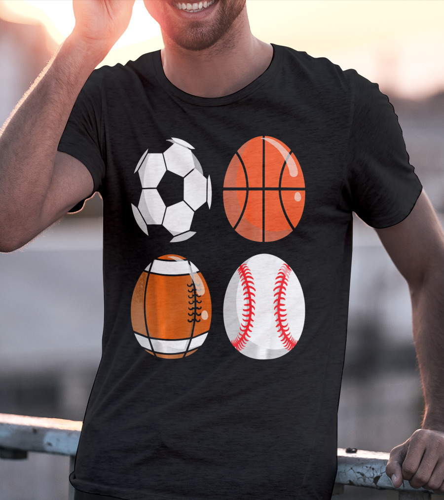 Easter Eggs Football Rugby Basketball Baseball Soccer T-Shirt