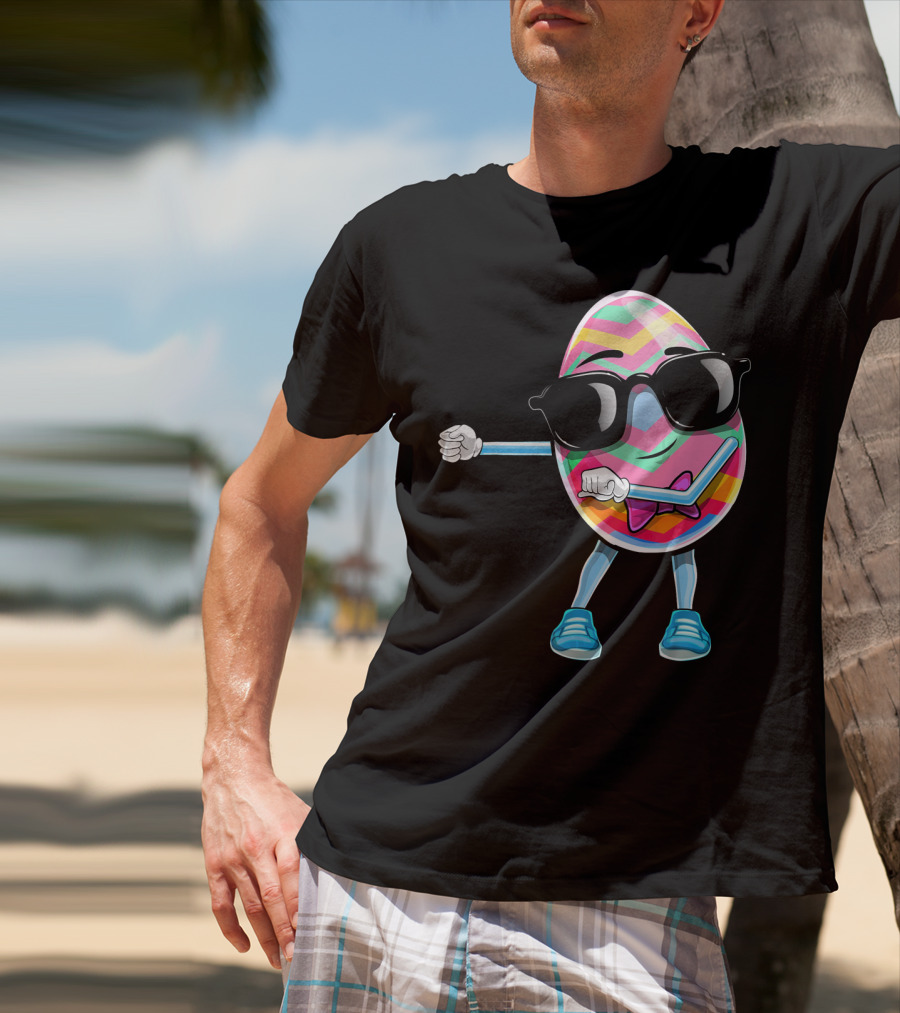 Flossing Easter Egg Kids Funny Dance With Sunglasses T-Shirt