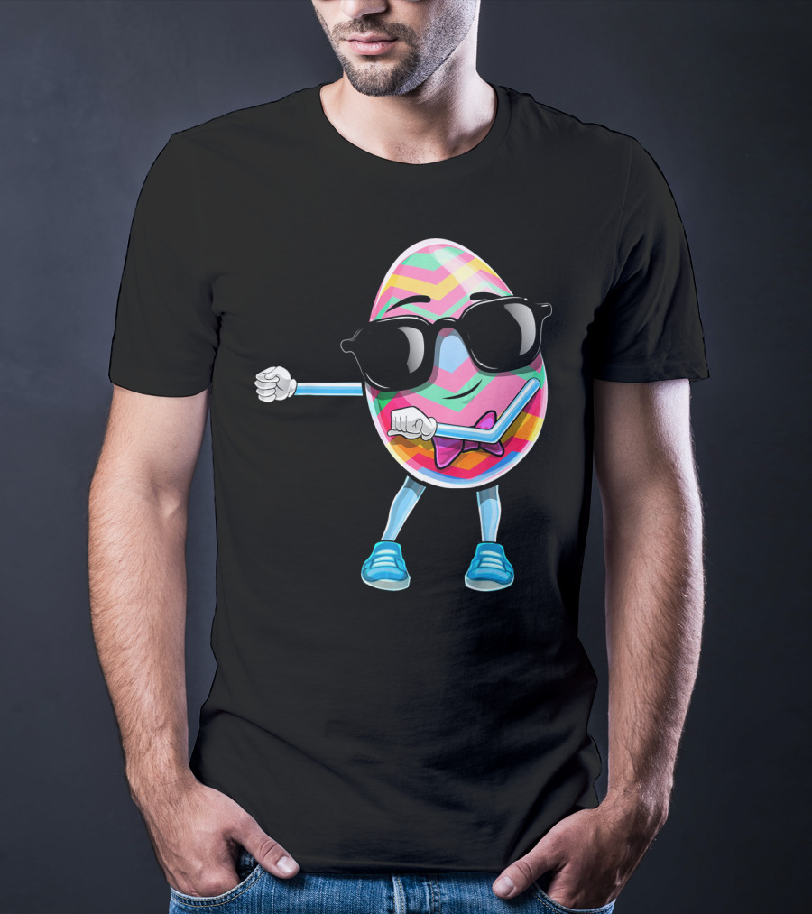Flossing Easter Egg Kids Funny Dance With Sunglasses T-Shirt