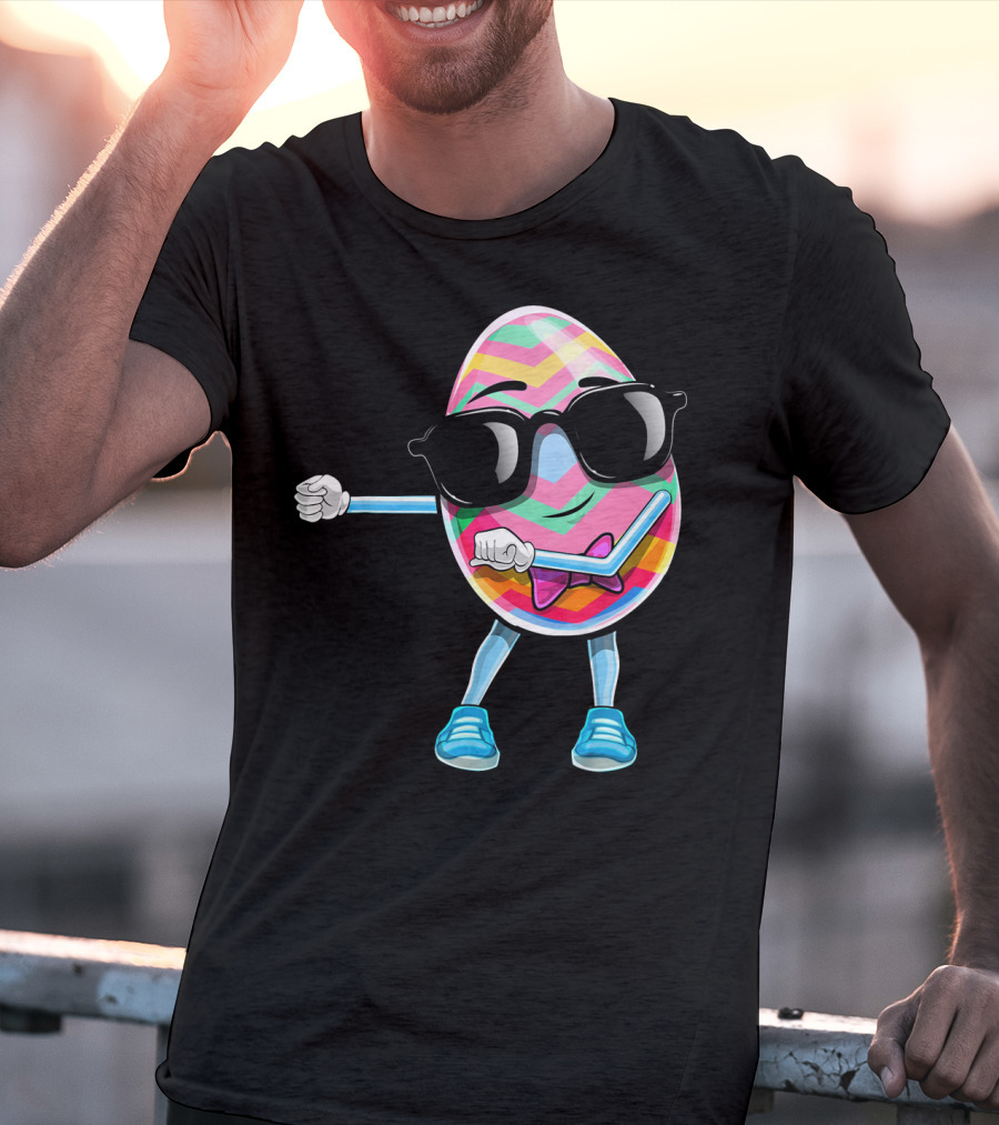 Flossing Easter Egg Kids Funny Dance With Sunglasses T-Shirt