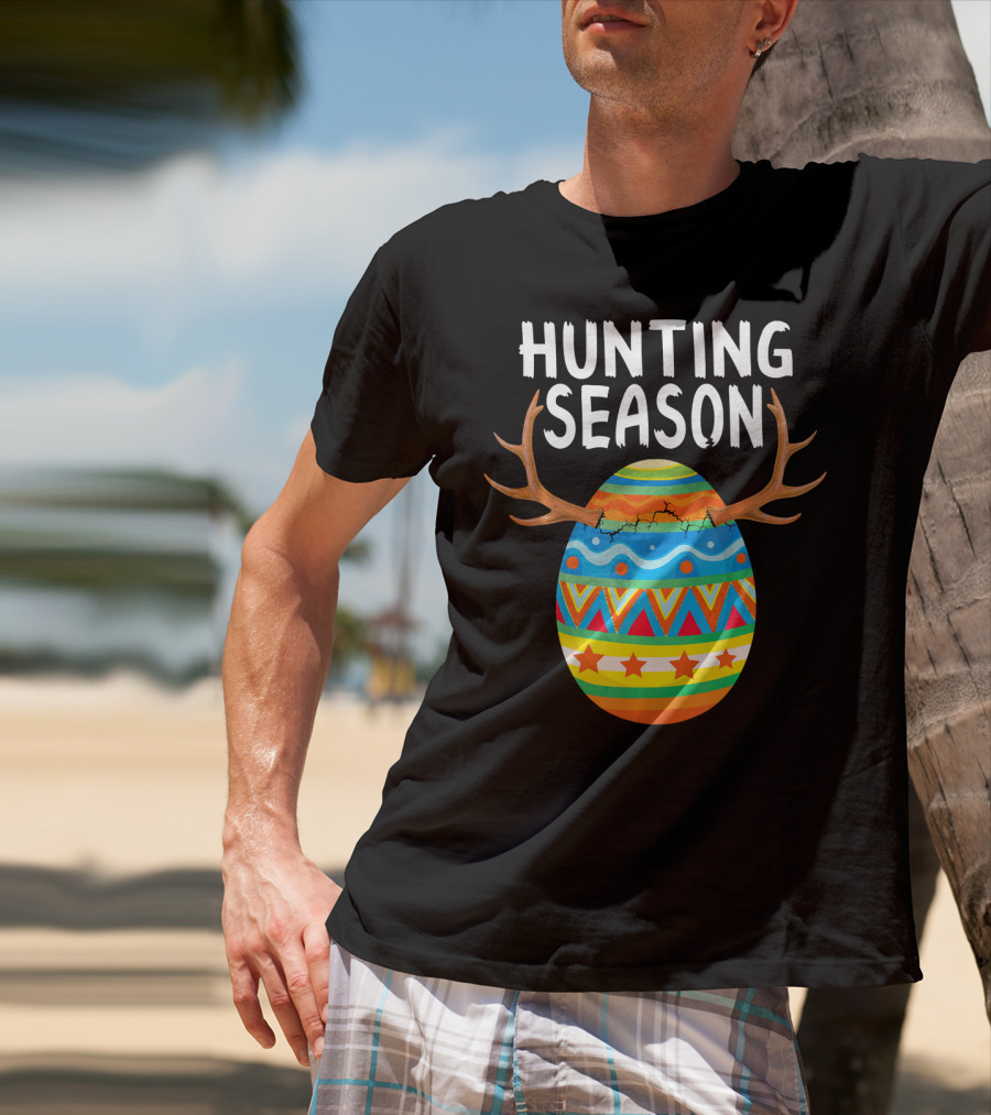 Hunting Season Easter Egg With Antlers T-Shirt