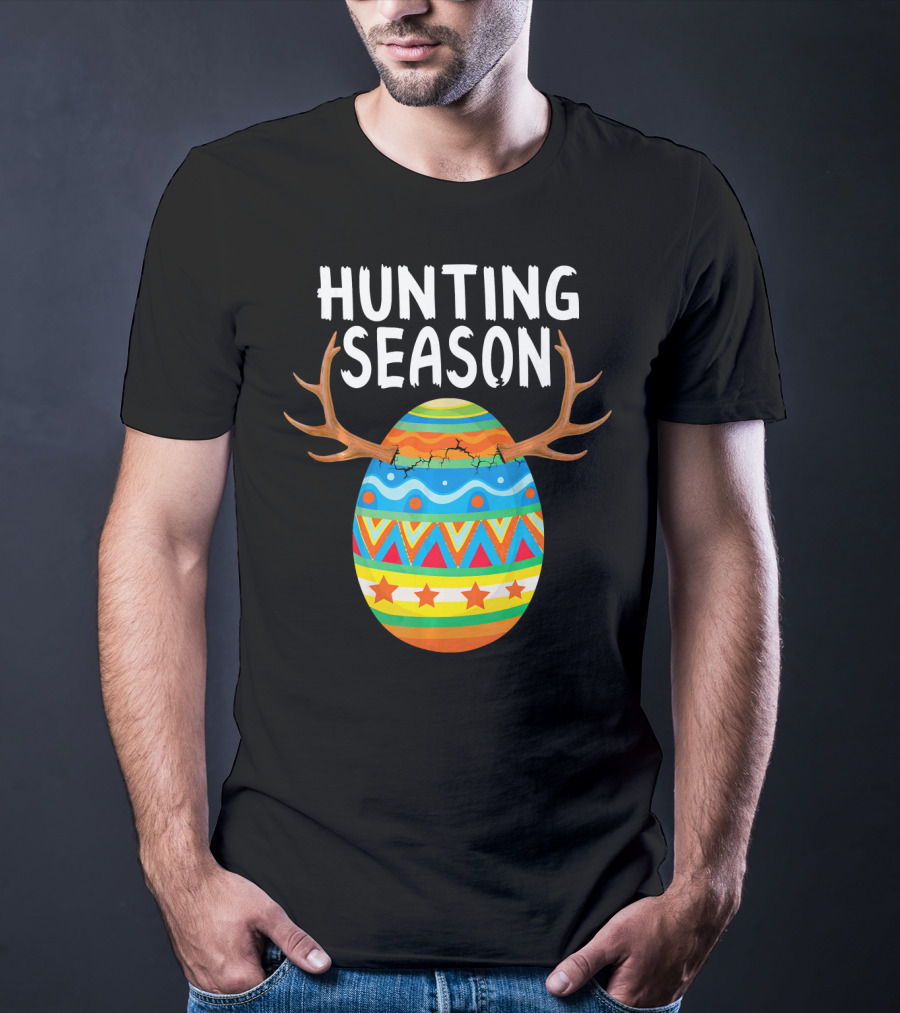 Hunting Season Easter Egg With Antlers T-Shirt