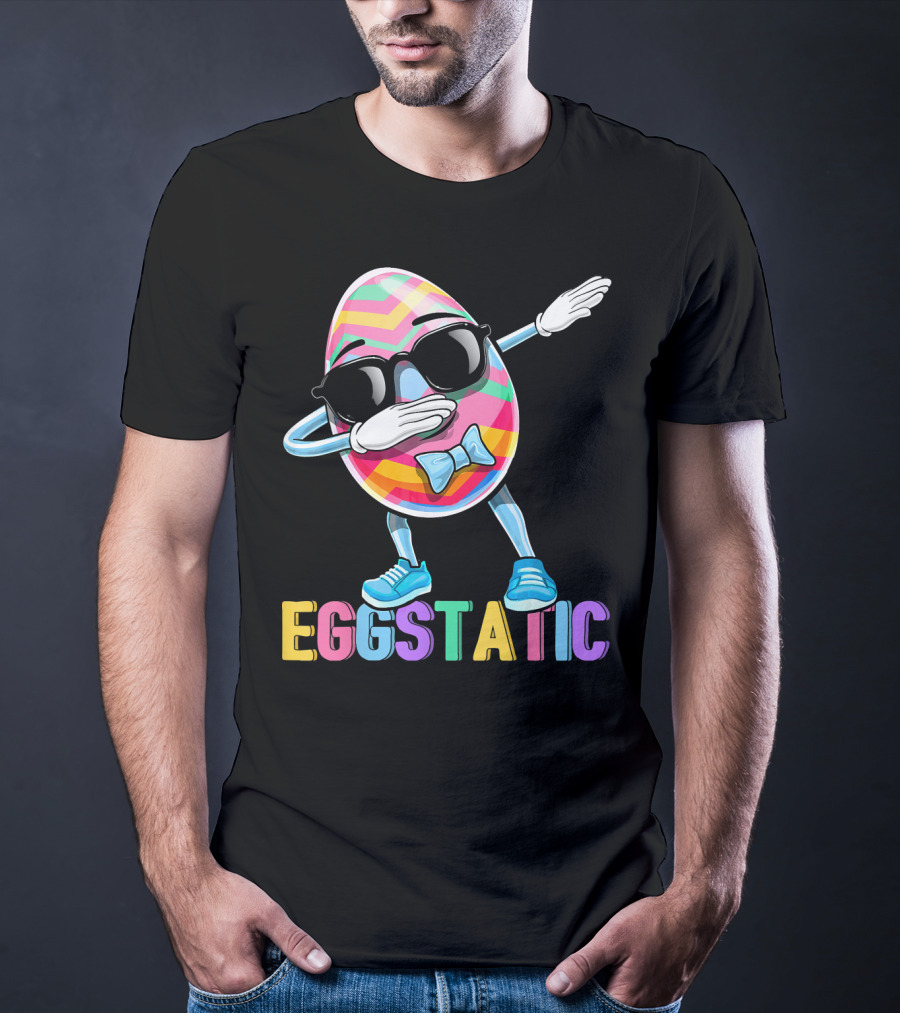Eggstatic Colorful Dabbing Sunglasses Easter Egg T-Shirt