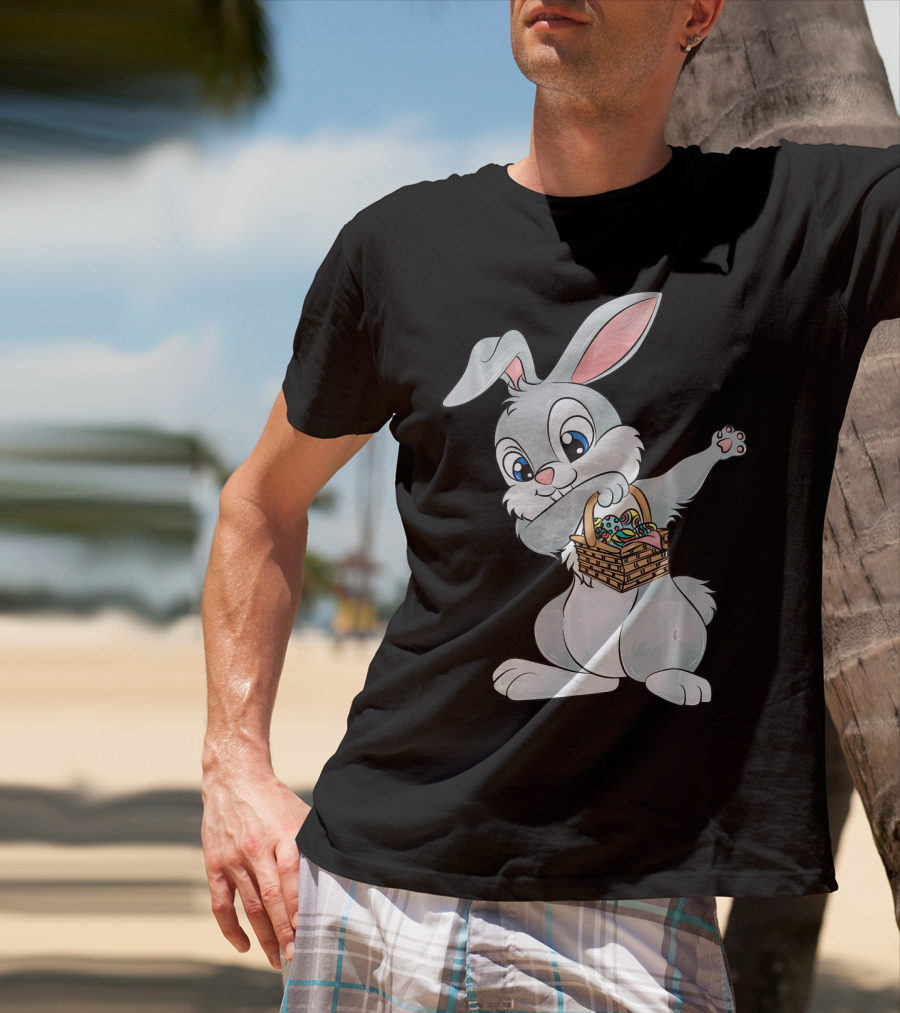 Dabbing Easter Bunny With Cute Basket Of Eggs T-Shirt