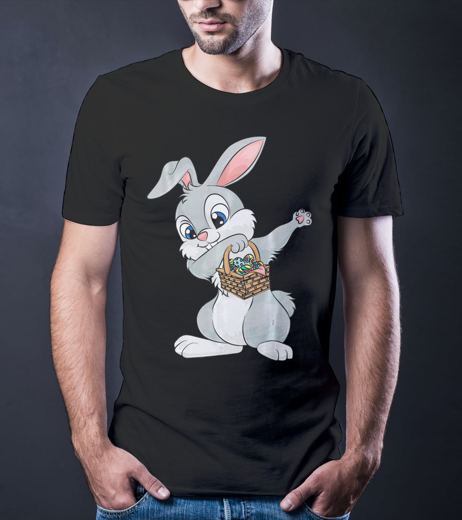 Dabbing Easter Bunny With Cute Basket Of Eggs T-Shirt