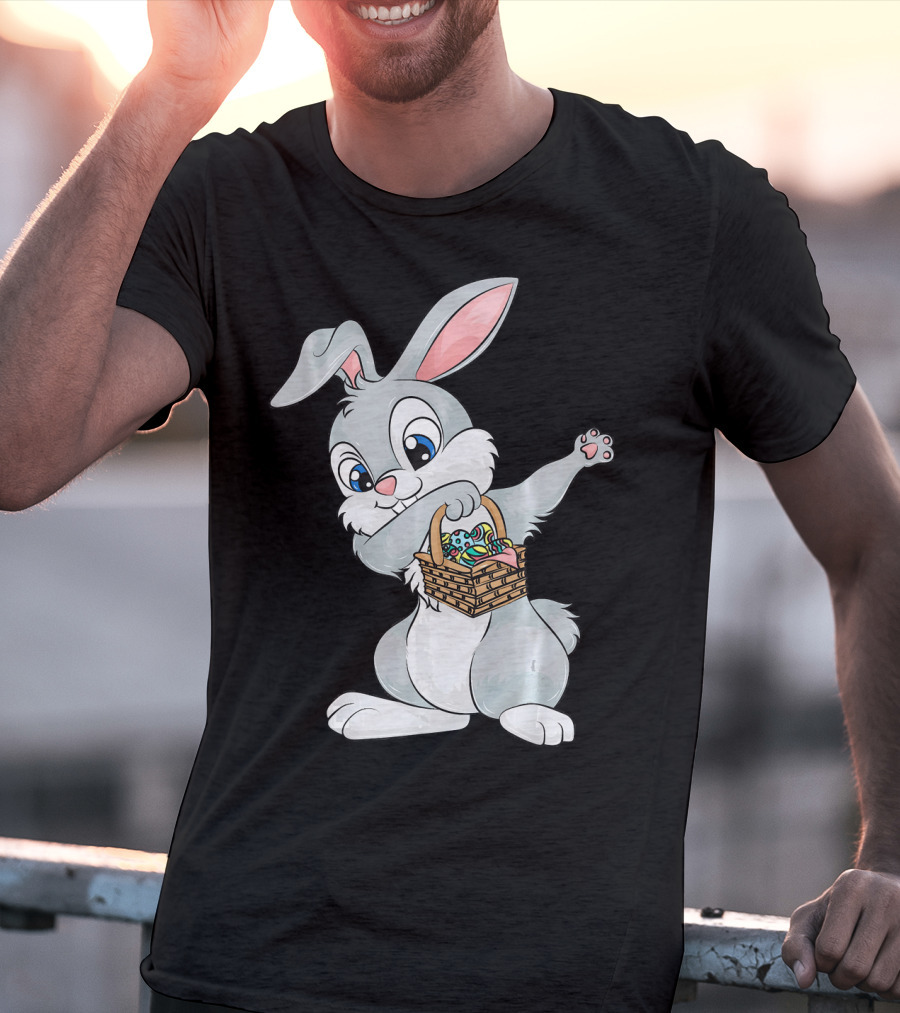 Dabbing Easter Bunny With Cute Basket Of Eggs T-Shirt