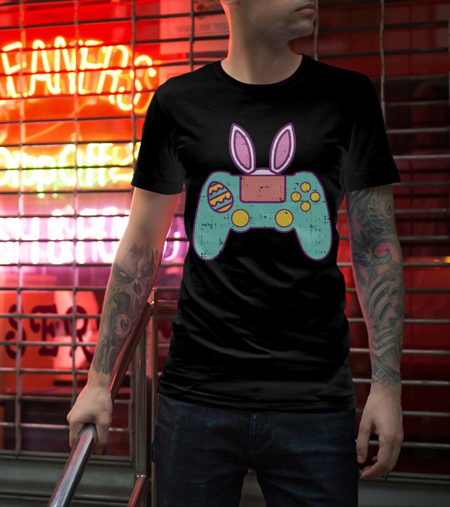 Easter Bunny Gamer Controller With Eggs Gaming Bunn T-Shirt