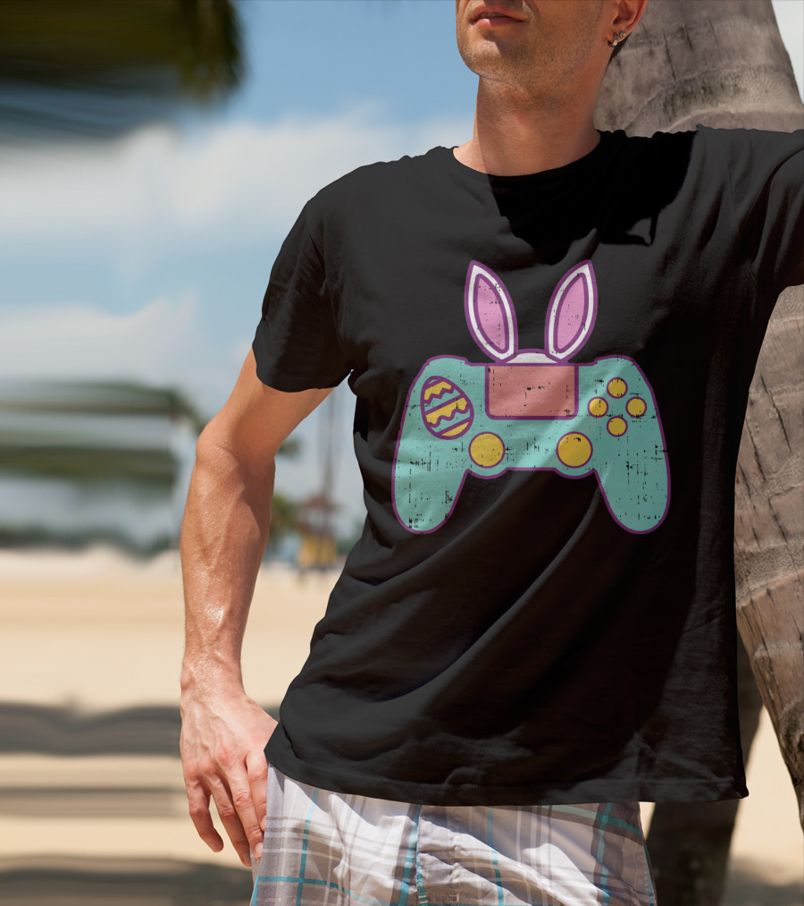 Easter Bunny Gamer Controller With Eggs Gaming Bunn T-Shirt