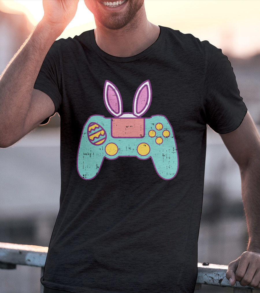Easter Bunny Gamer Controller With Eggs Gaming Bunn T-Shirt