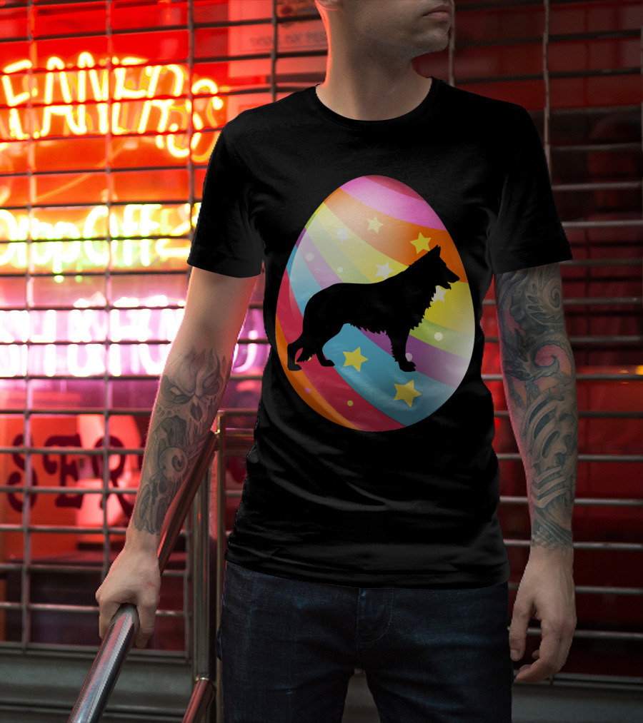 German Shepherd Rainbow Stars Easter Egg T-Shirt