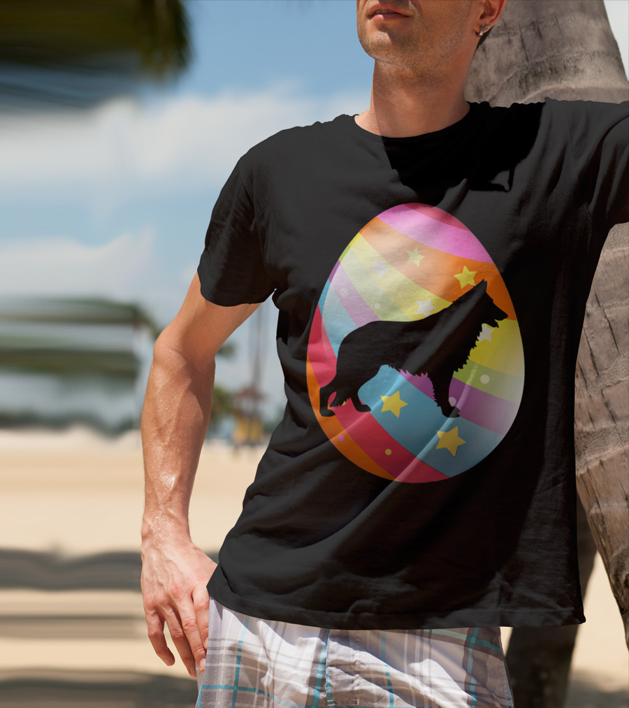 German Shepherd Rainbow Stars Easter Egg T-Shirt