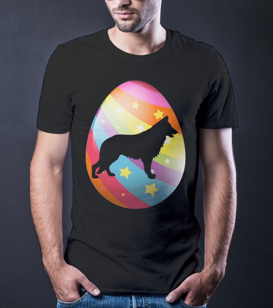 German Shepherd Rainbow Stars Easter Egg T-Shirt