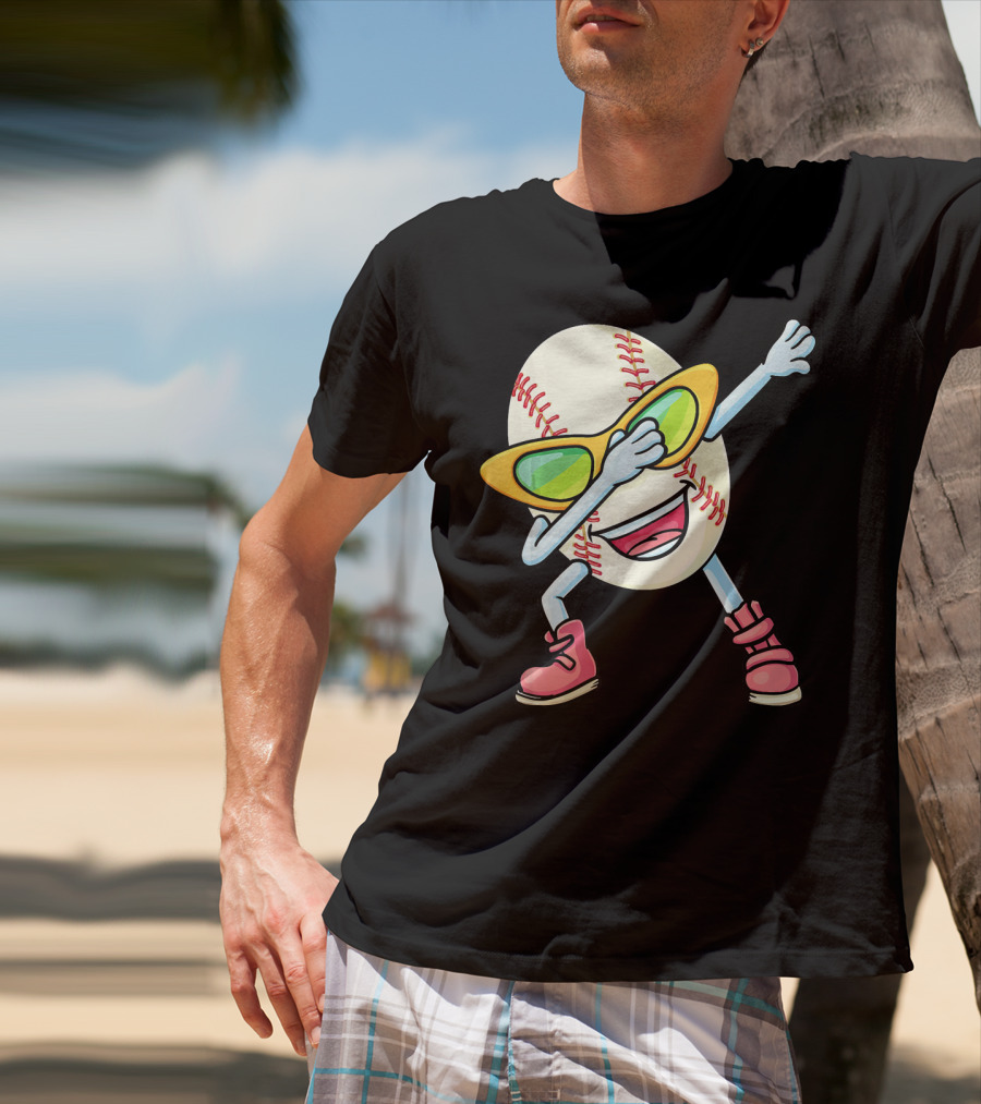 Funny Dabbing Baseball Easter Egg Cartoon T-Shirt