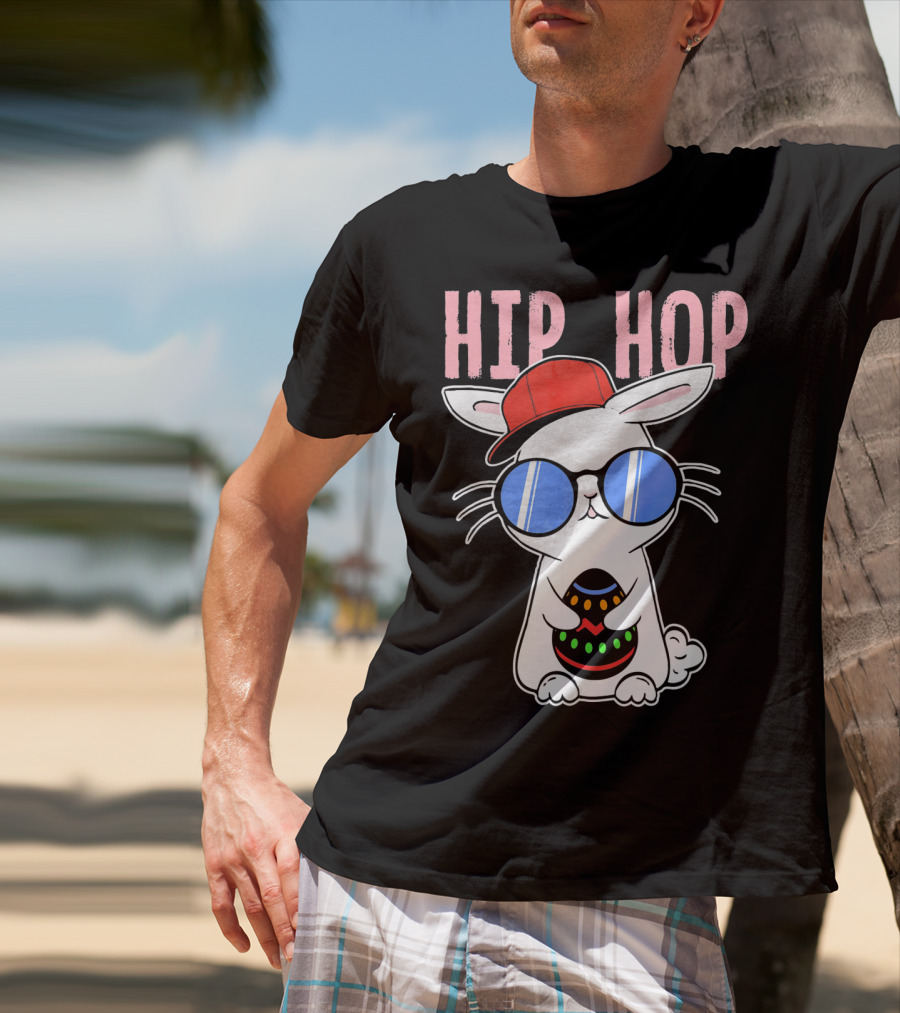 Cool Hip Hop Easter Bunny With Eggs In Sunglasses And Cap T-Shirt