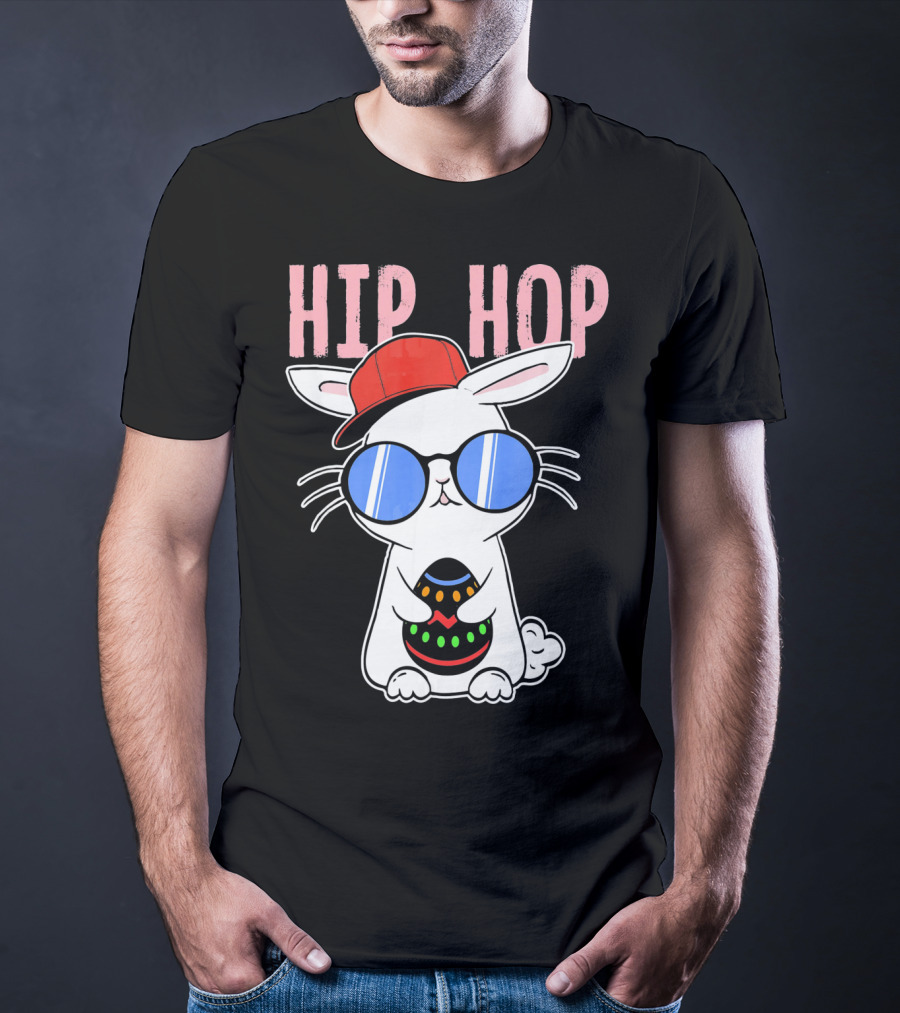 Cool Hip Hop Easter Bunny With Eggs In Sunglasses And Cap T-Shirt