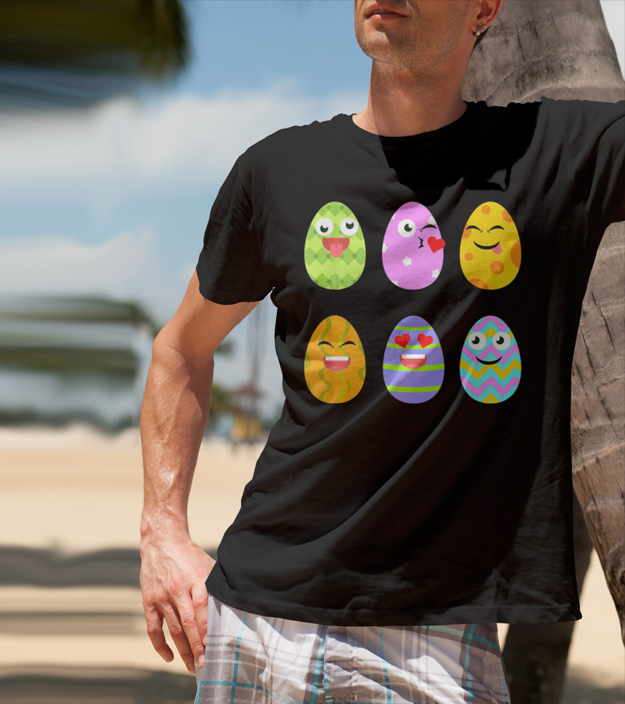 FUNNY EASTER EGG Emoticons Colorful Expressions Collection T-Shirt