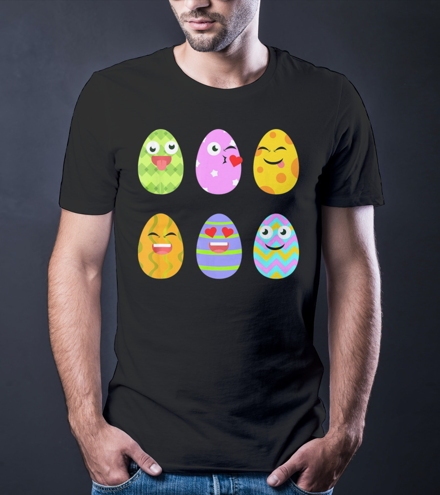 FUNNY EASTER EGG Emoticons Colorful Expressions Collection T-Shirt