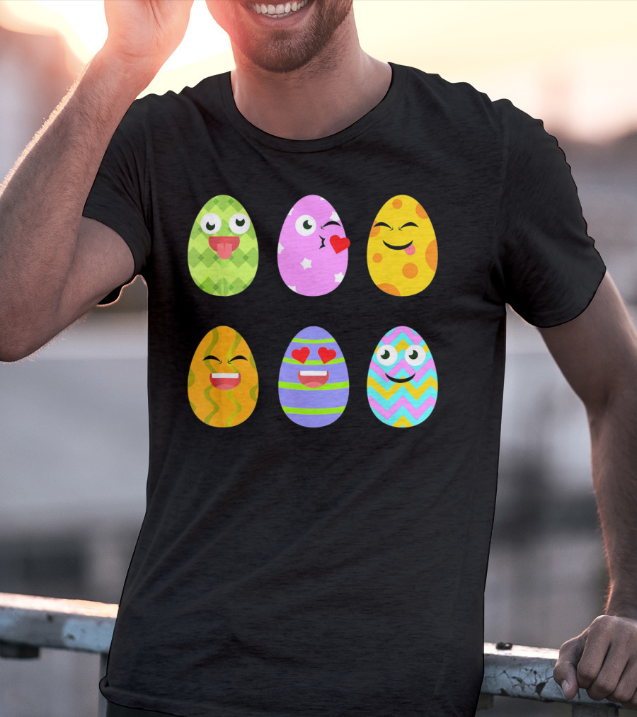 FUNNY EASTER EGG Emoticons Colorful Expressions Collection T-Shirt