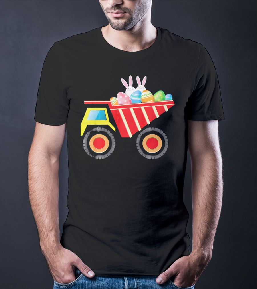 Dump Truck Carrying Easter Day Eggs With Bunny Ears T-Shirt