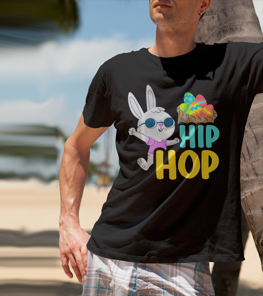 Hip Hop Bunny With Sunglasses And Easter Egg Basket T-Shirt