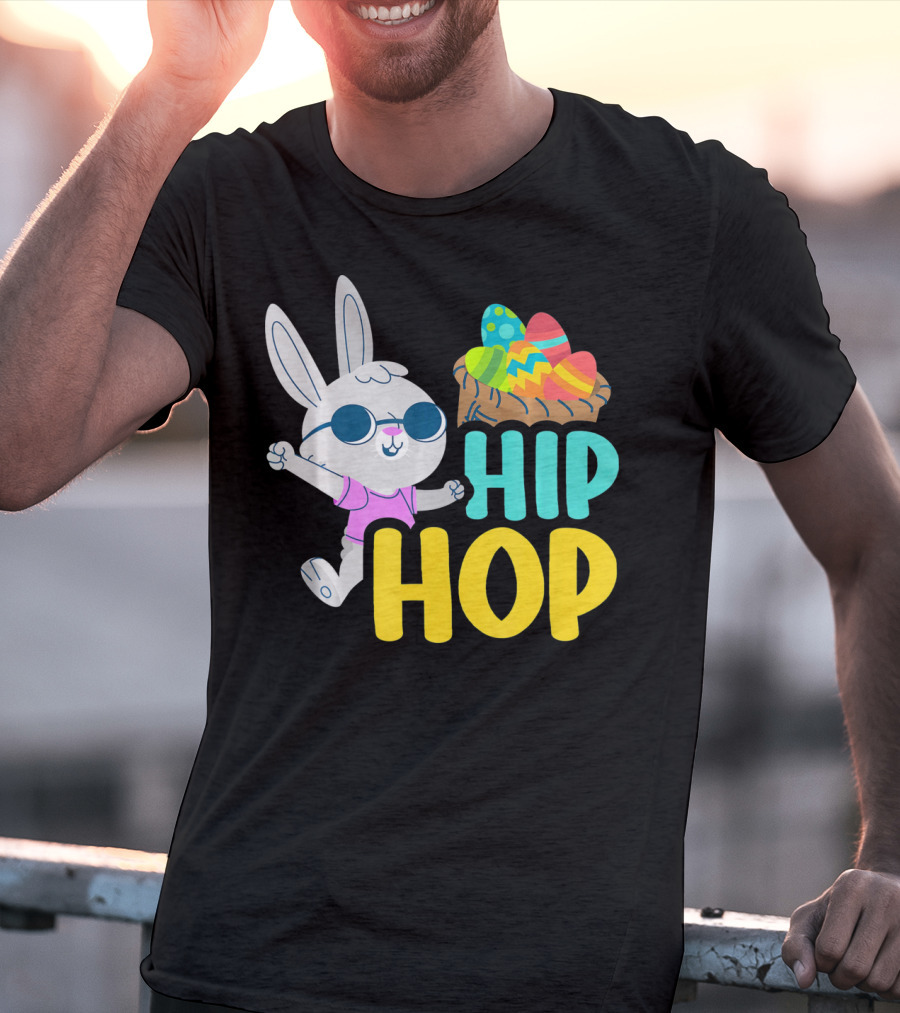 Hip Hop Bunny With Sunglasses And Easter Egg Basket T-Shirt
