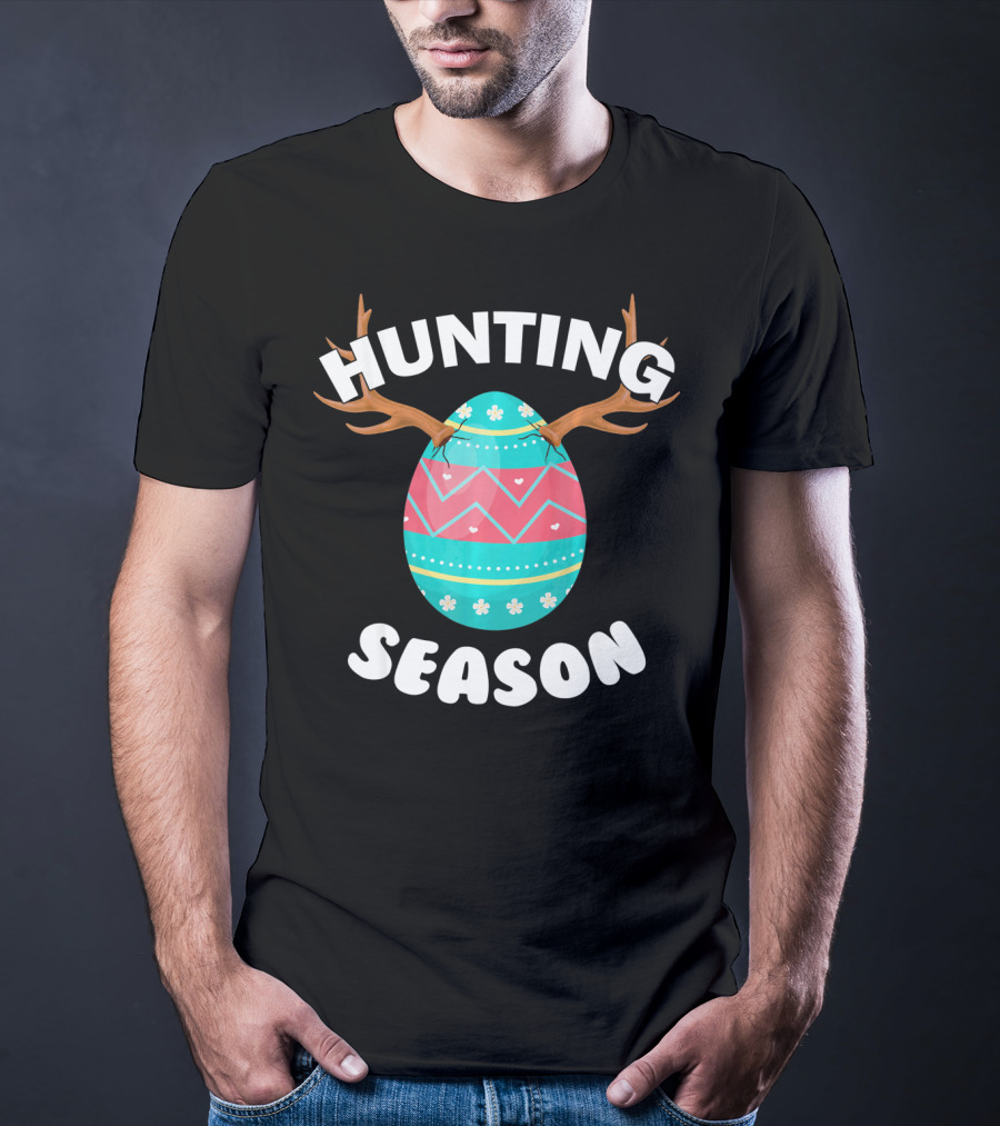 Hunting Season Easter Egg Antlers T-Shirt