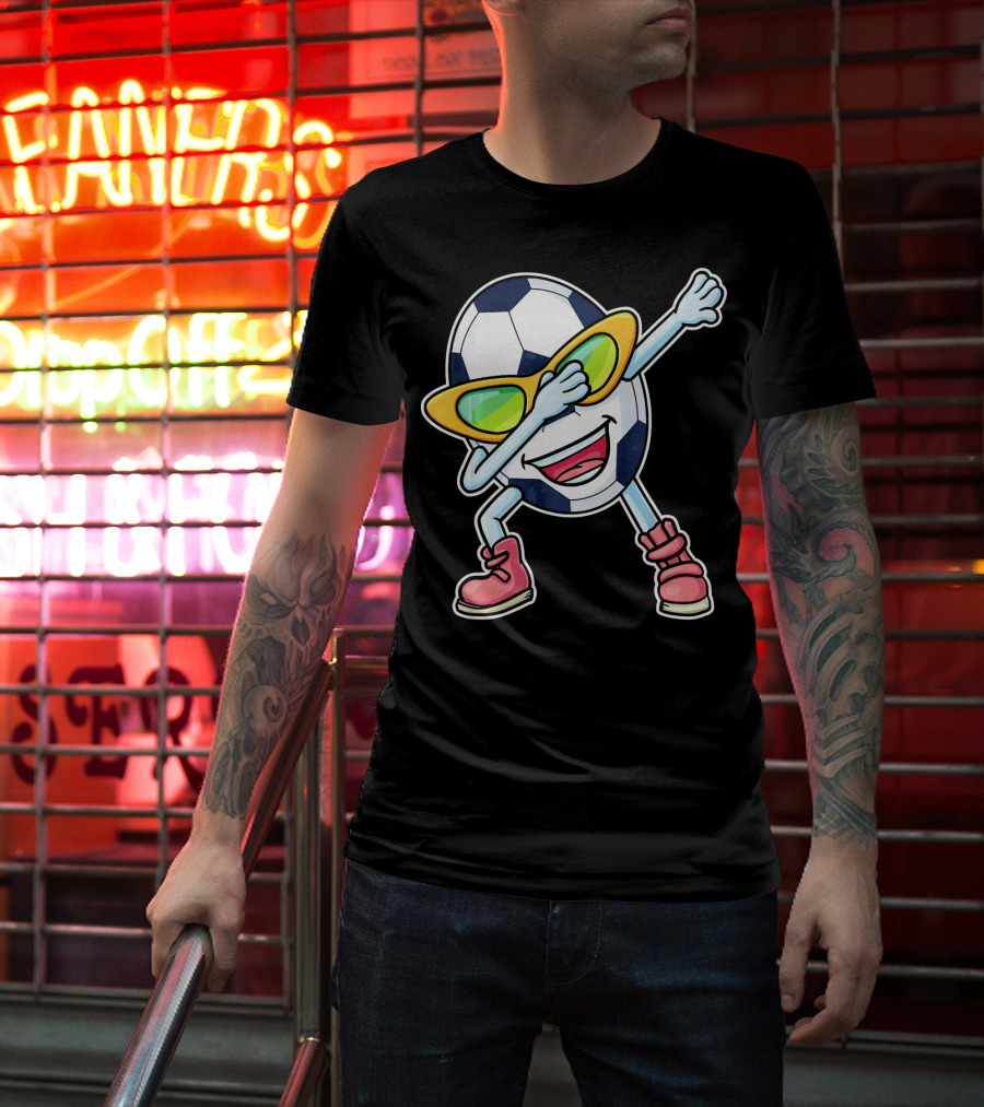 Dabbing Soccer Ball Easter Egg Cartoon With Sunglasses T-Shirt