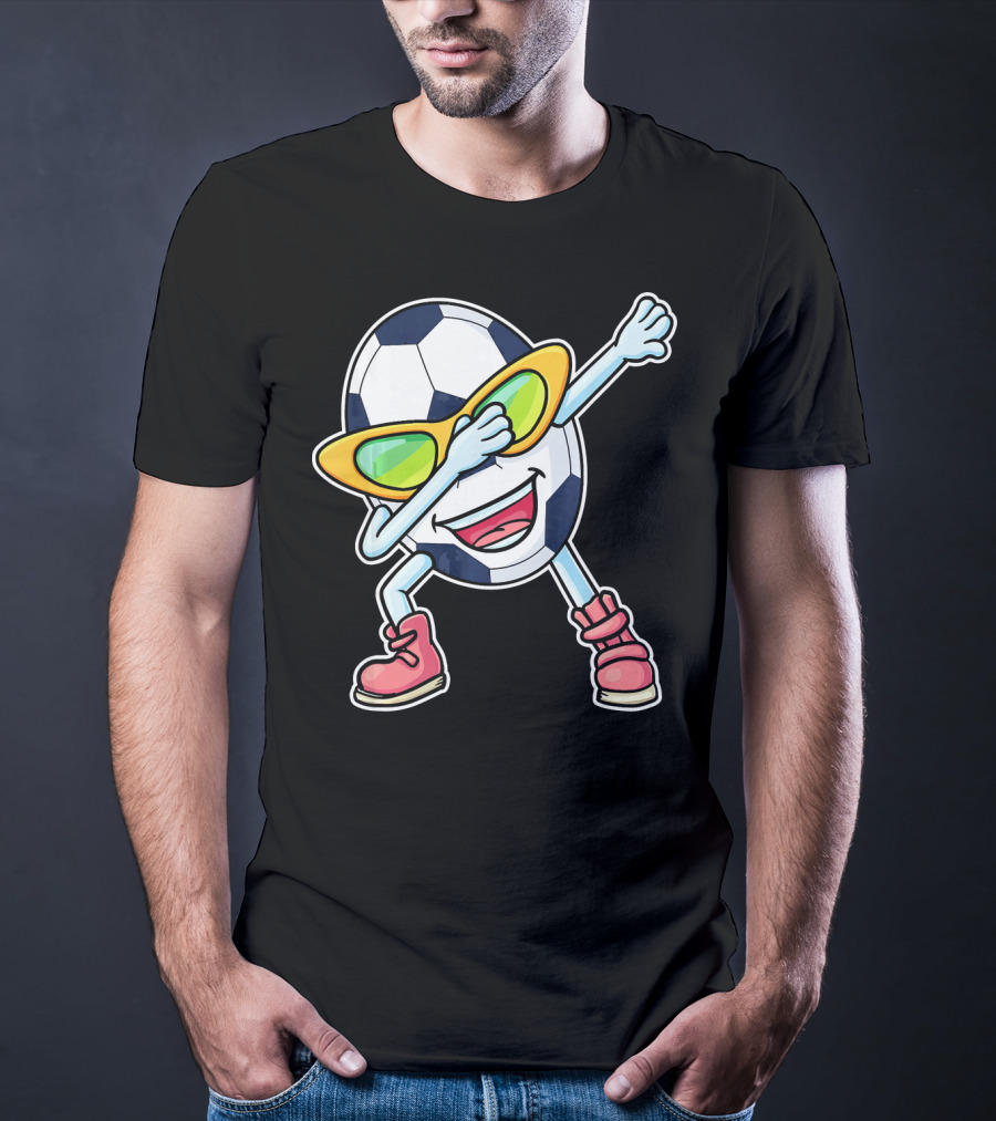 Dabbing Soccer Ball Easter Egg Cartoon With Sunglasses T-Shirt