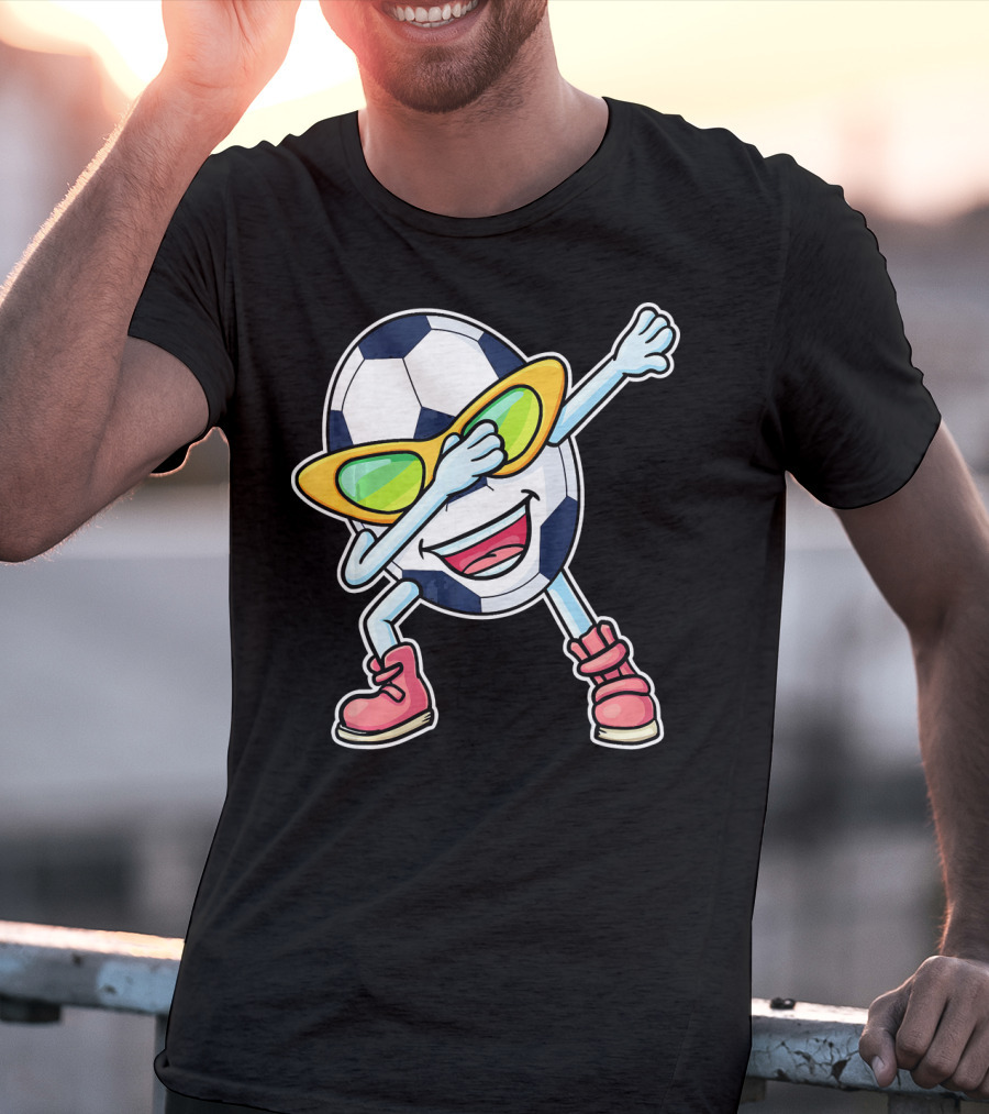 Dabbing Soccer Ball Easter Egg Cartoon With Sunglasses T-Shirt