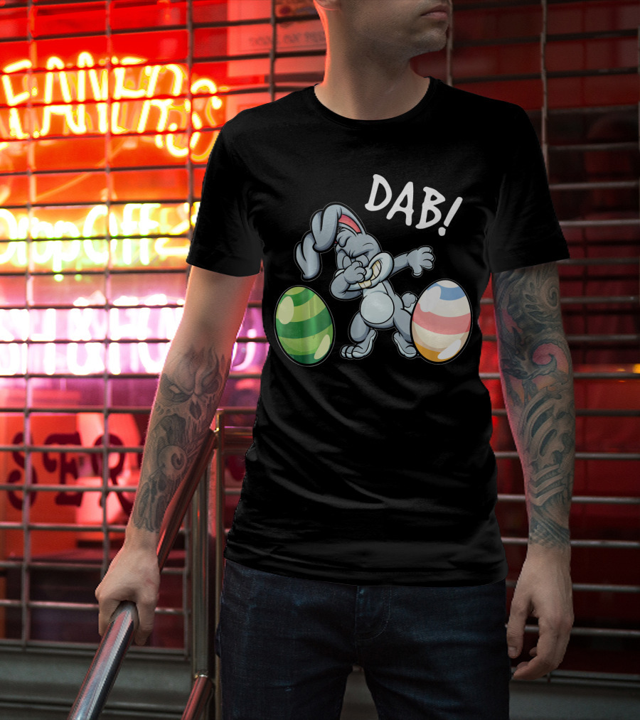 Easter Bunny Dab With Colorful Eggs T-Shirt