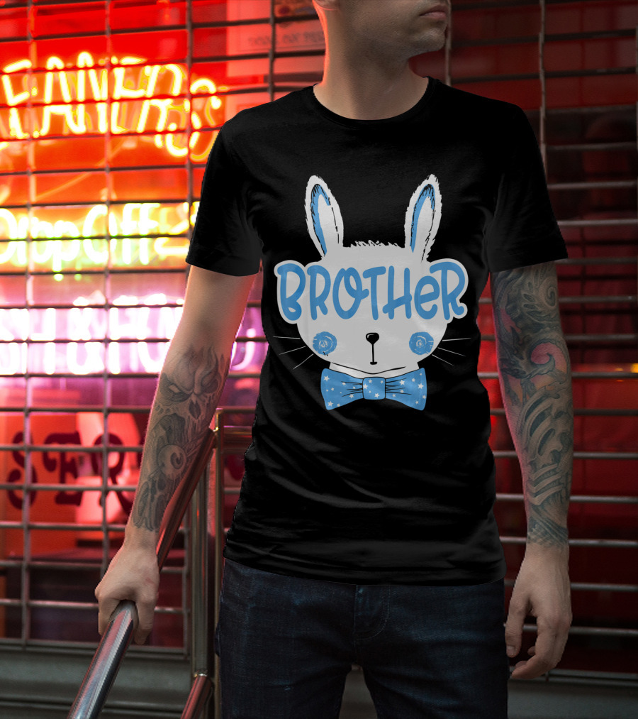 Brother Blue Easter Bunny Star Bowtie T-Shirt