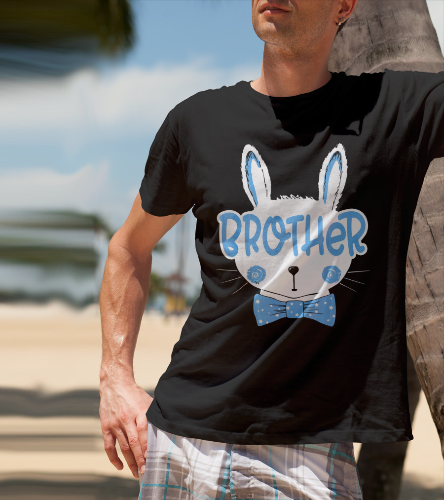Brother Blue Easter Bunny Star Bowtie T-Shirt