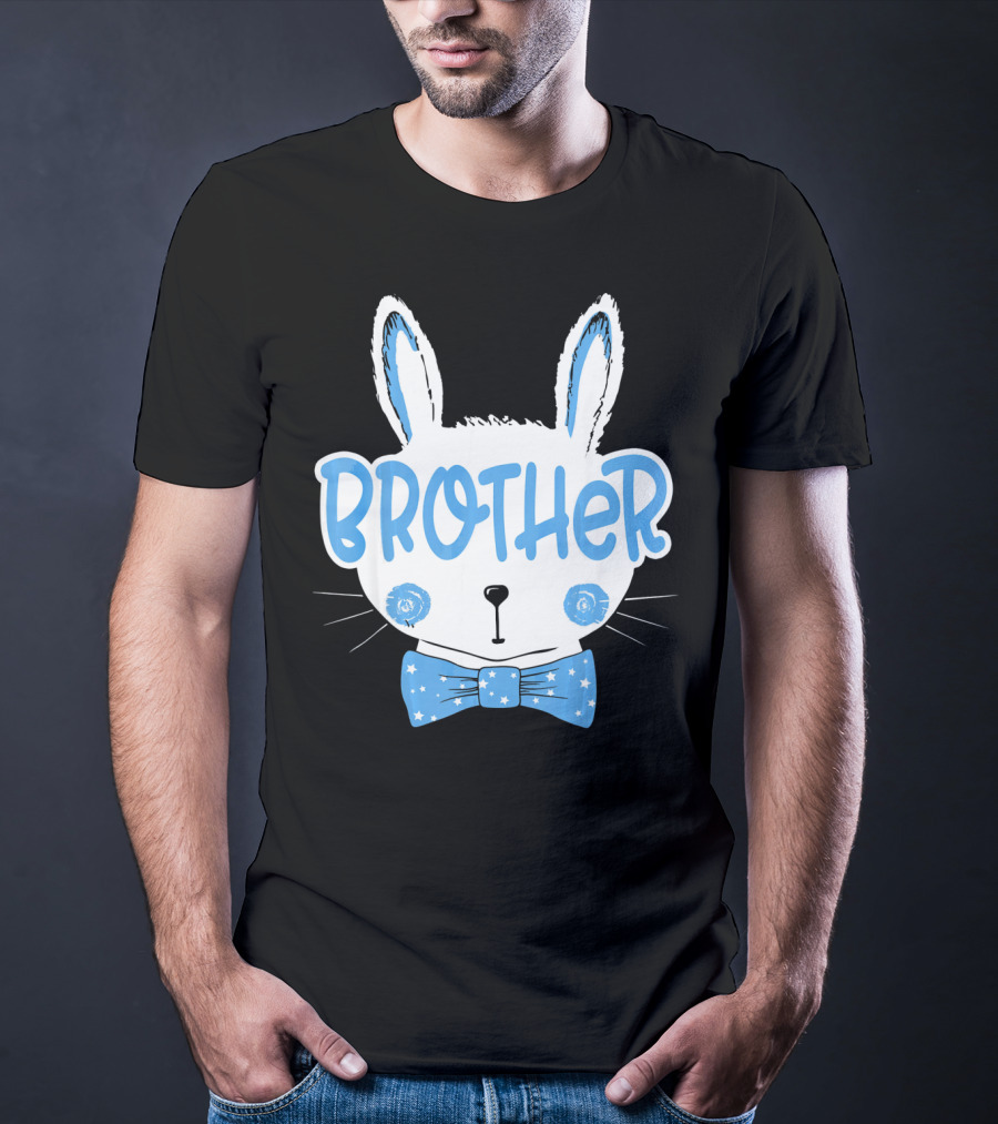 Brother Blue Easter Bunny Star Bowtie T-Shirt