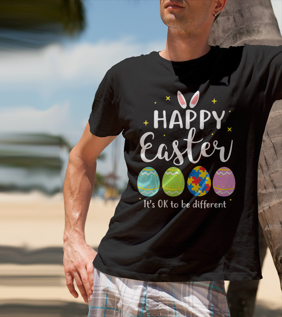Happy Easter Bunny Puzzle Egg It's OK To Be Different T-Shirt