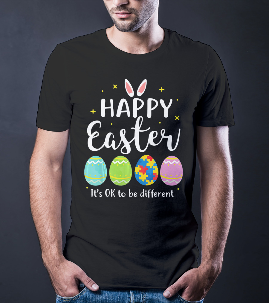 Happy Easter Bunny Puzzle Egg It's OK To Be Different T-Shirt