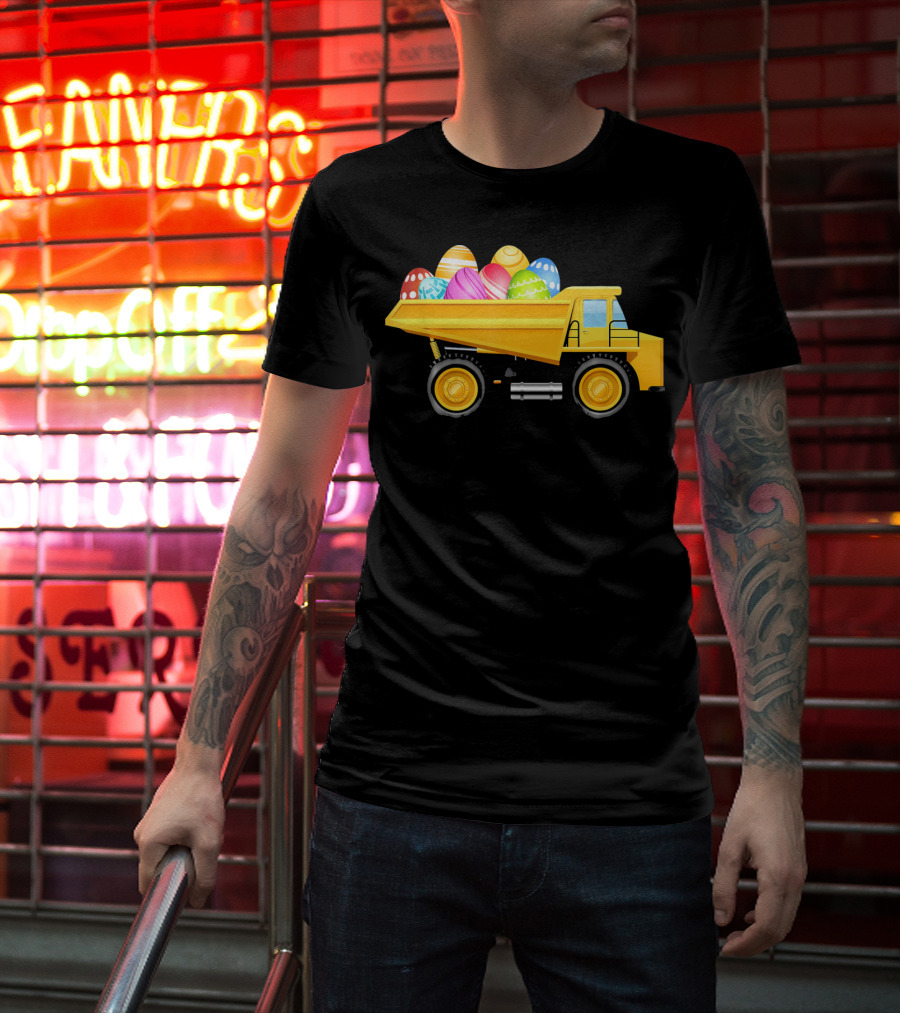Dump Truck Carrying Colorful Easter Eggs T-Shirt