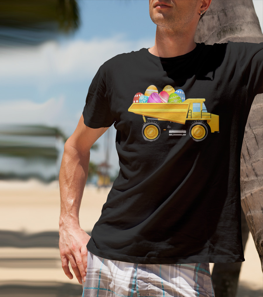 Dump Truck Carrying Colorful Easter Eggs T-Shirt