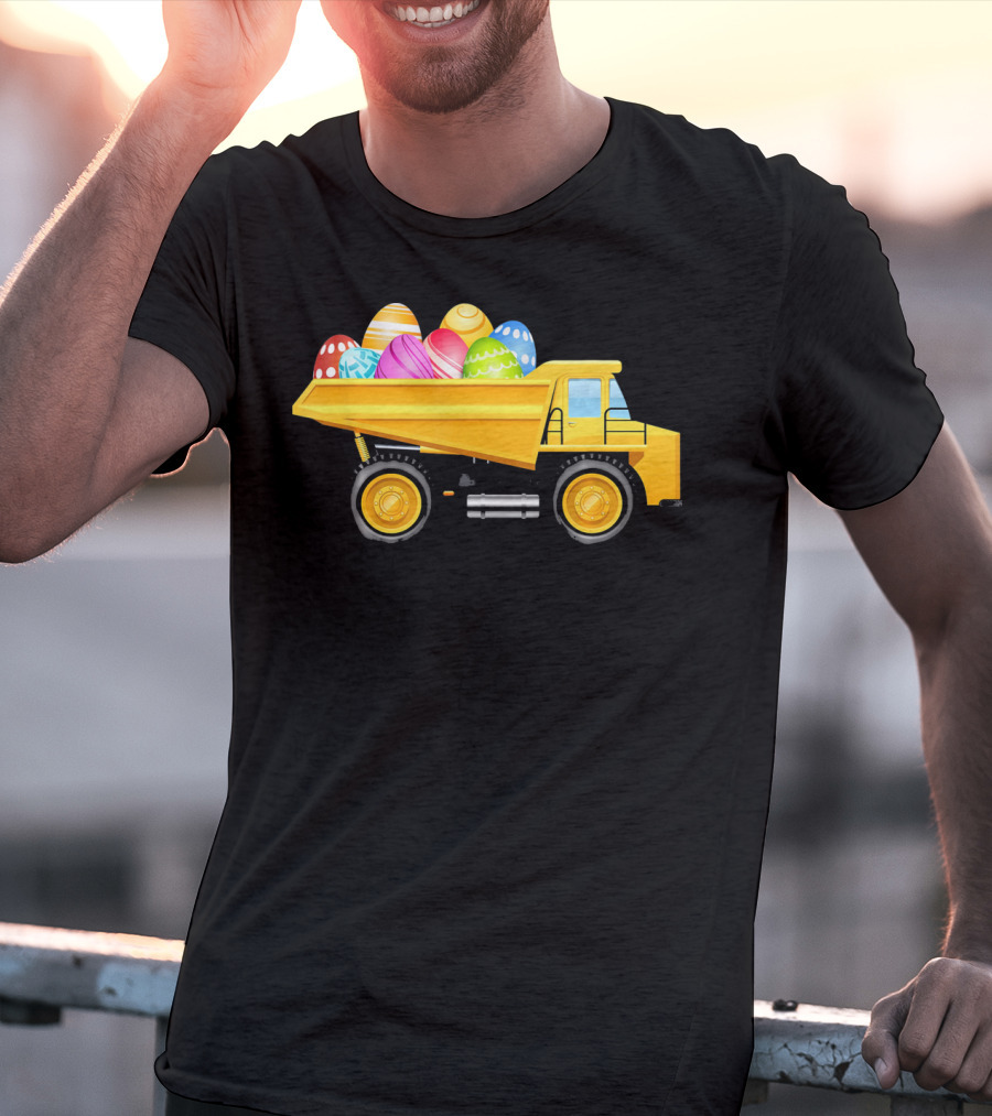 Dump Truck Carrying Colorful Easter Eggs T-Shirt