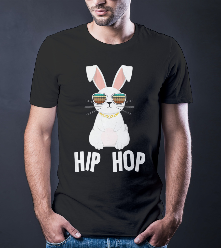 Hip Hop Bunny With Sunglasses And Gold Chain T-Shirt