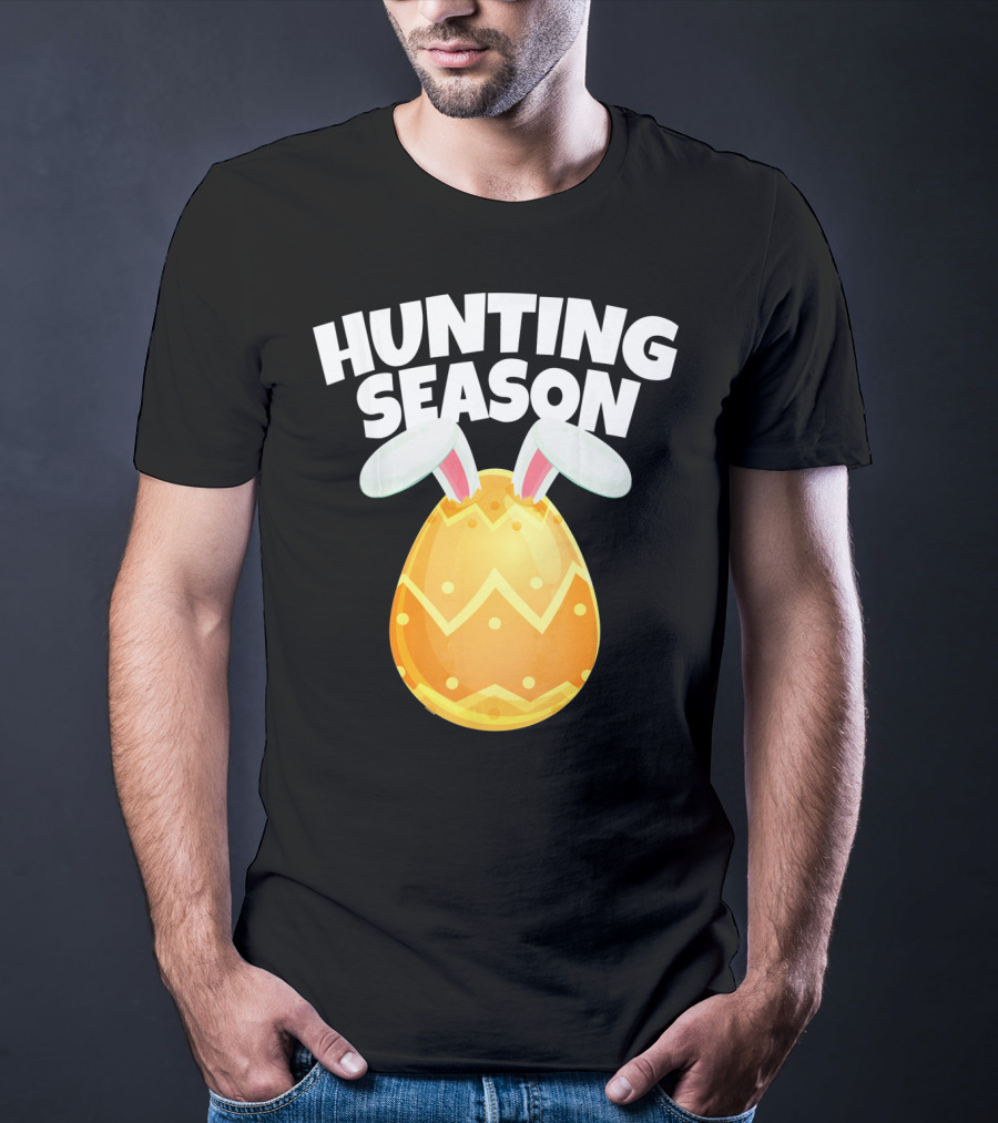 Hunting Season Happy Easter Egg Bun With Bunny Ears T-Shirt