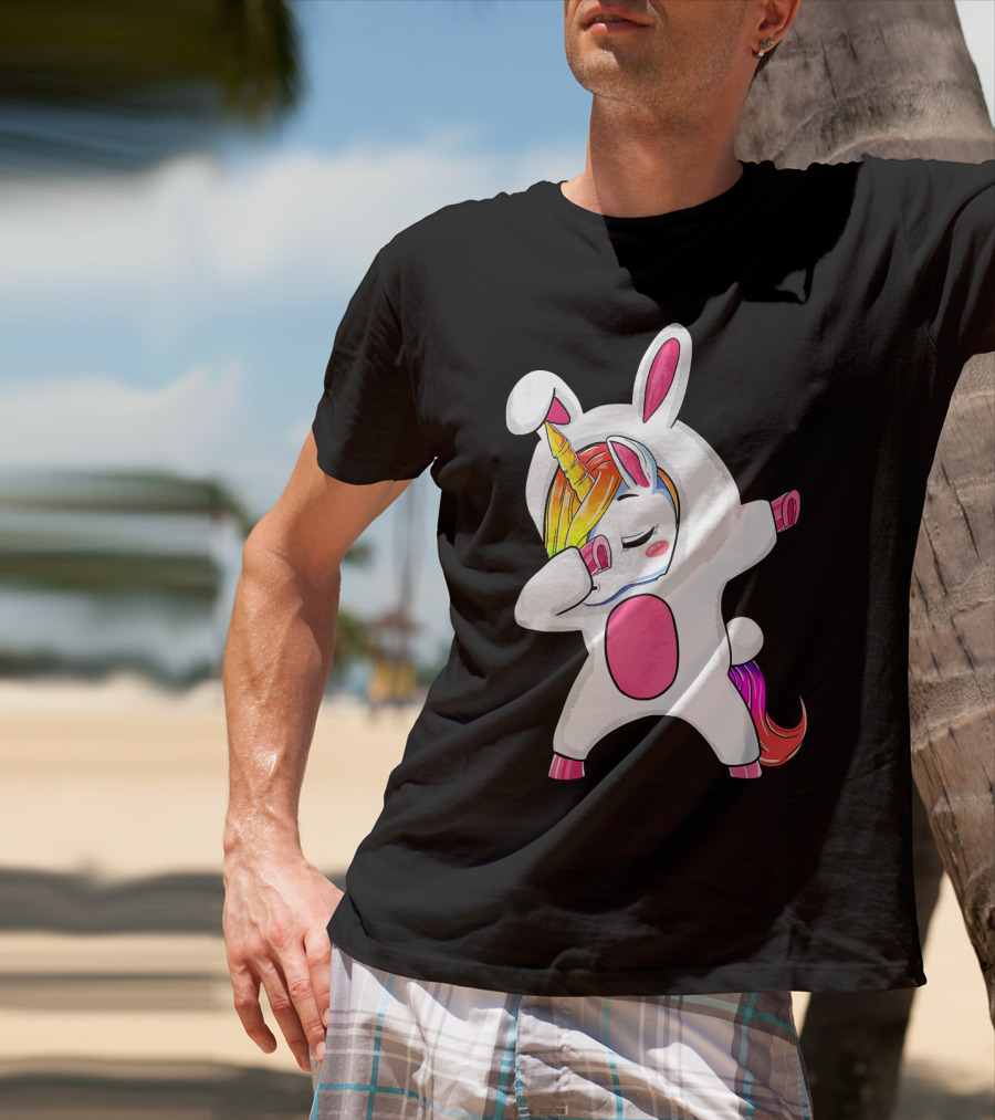 Girls Dabbing Easter Unicorn Rabbit T-Shirt