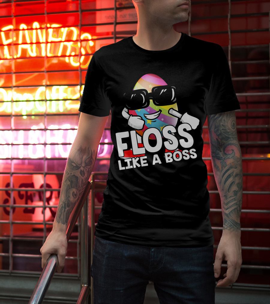 Floss Like A Boss Rainbow Egg With Sunglasses T-Shirt