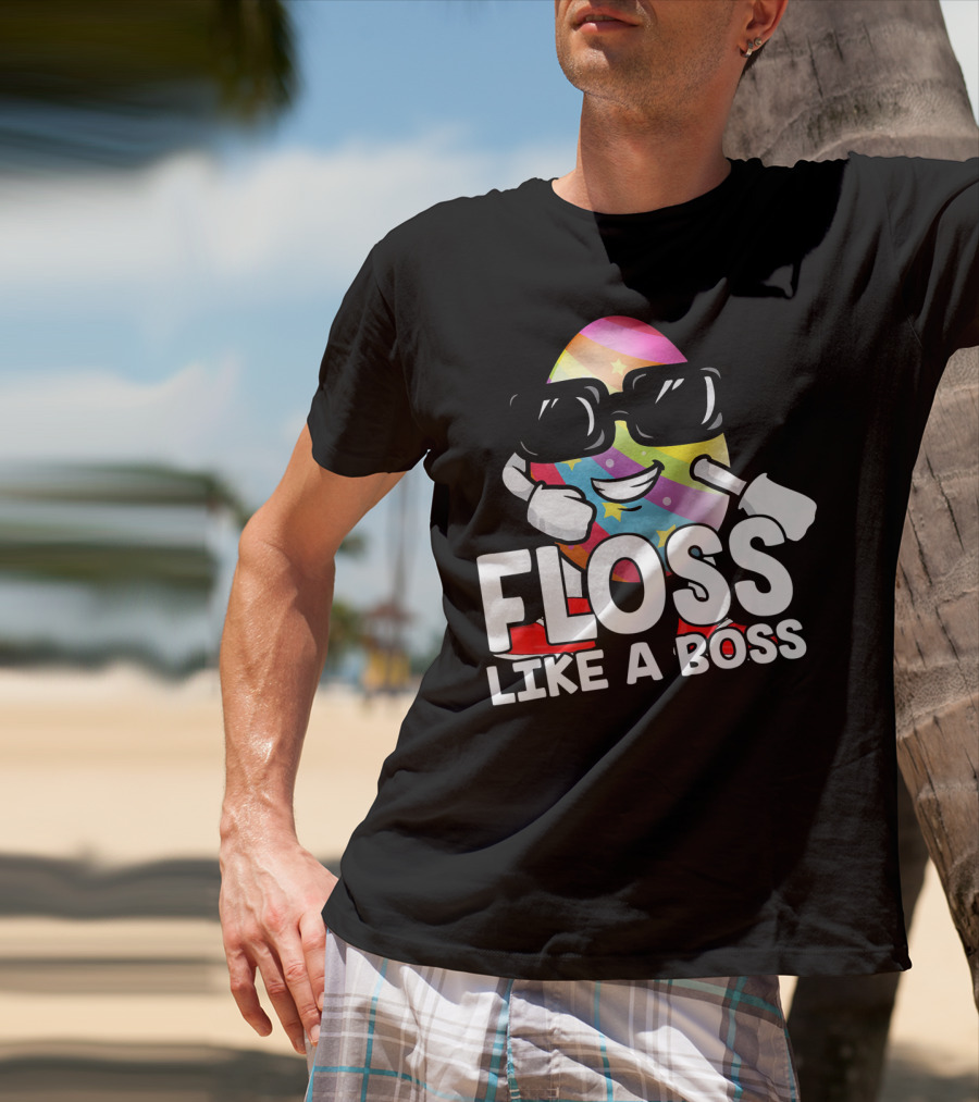 Floss Like A Boss Rainbow Egg With Sunglasses T-Shirt