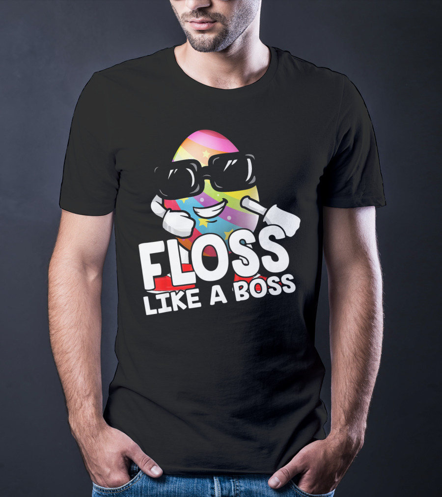Floss Like A Boss Rainbow Egg With Sunglasses T-Shirt